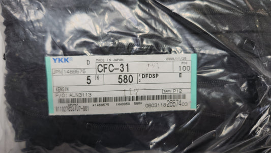 YKK 1-way #3 coil 5" ZIPPERS made in Japan