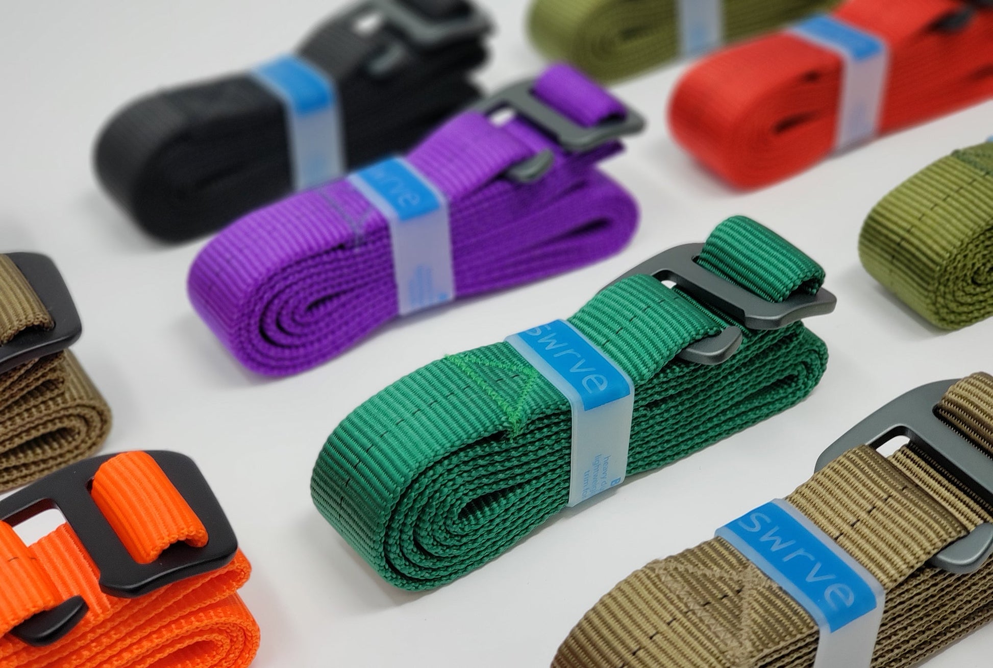 side view of multiple belts. 