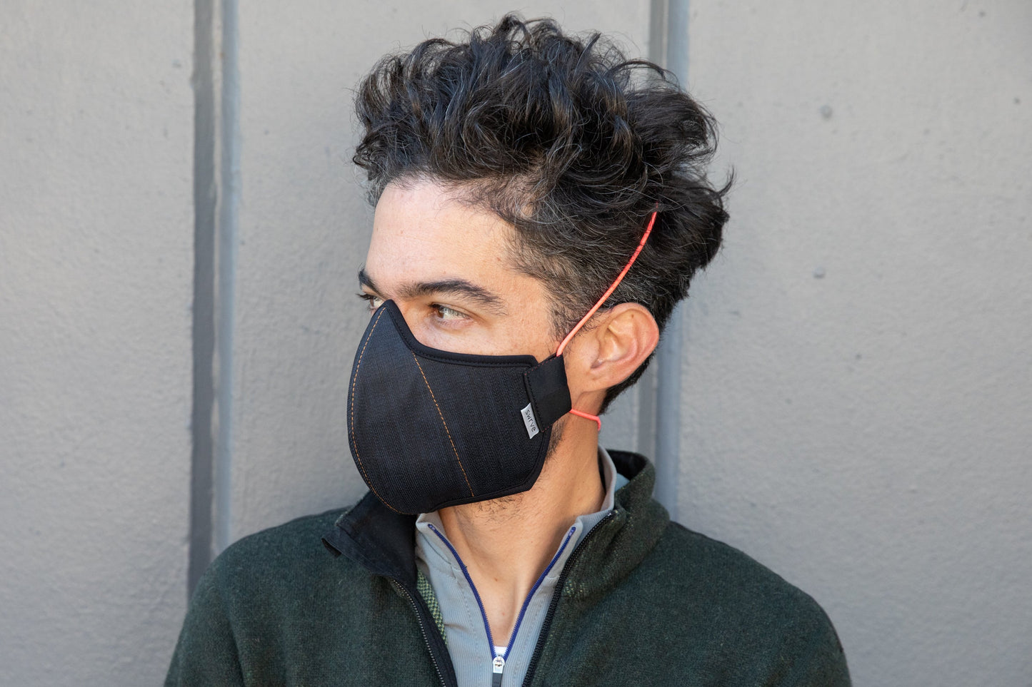 LONG midnight cotton denim MASK