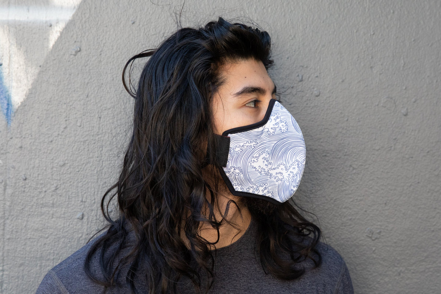 LONG Japanese Block Print cotton MASK
