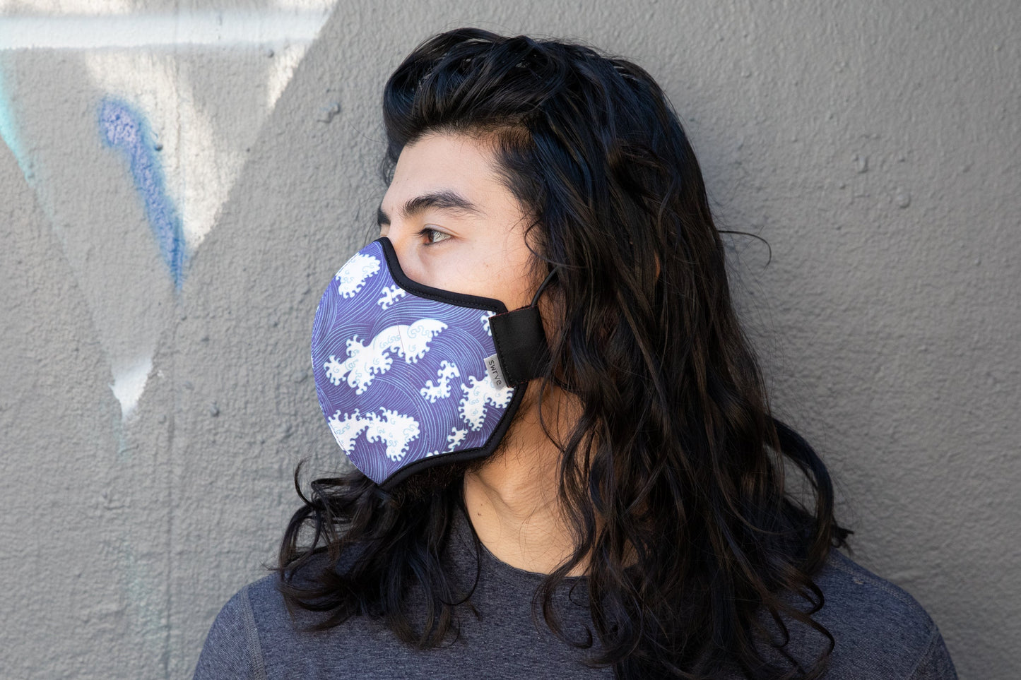 LONG Japanese Block Print cotton MASK