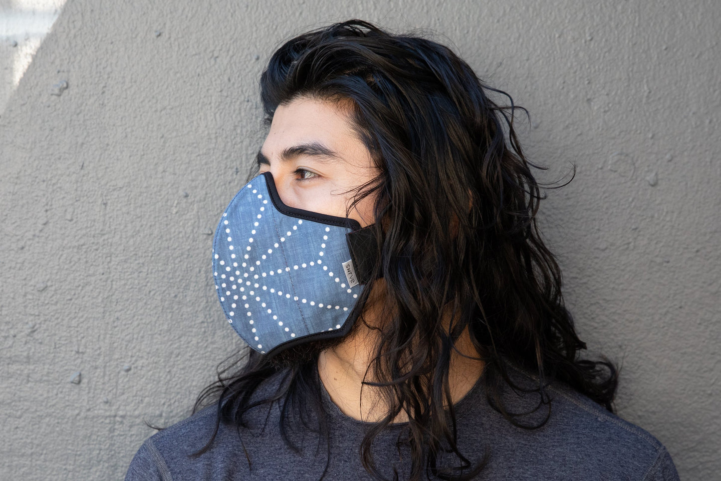 LONG Japanese Block Print cotton MASK