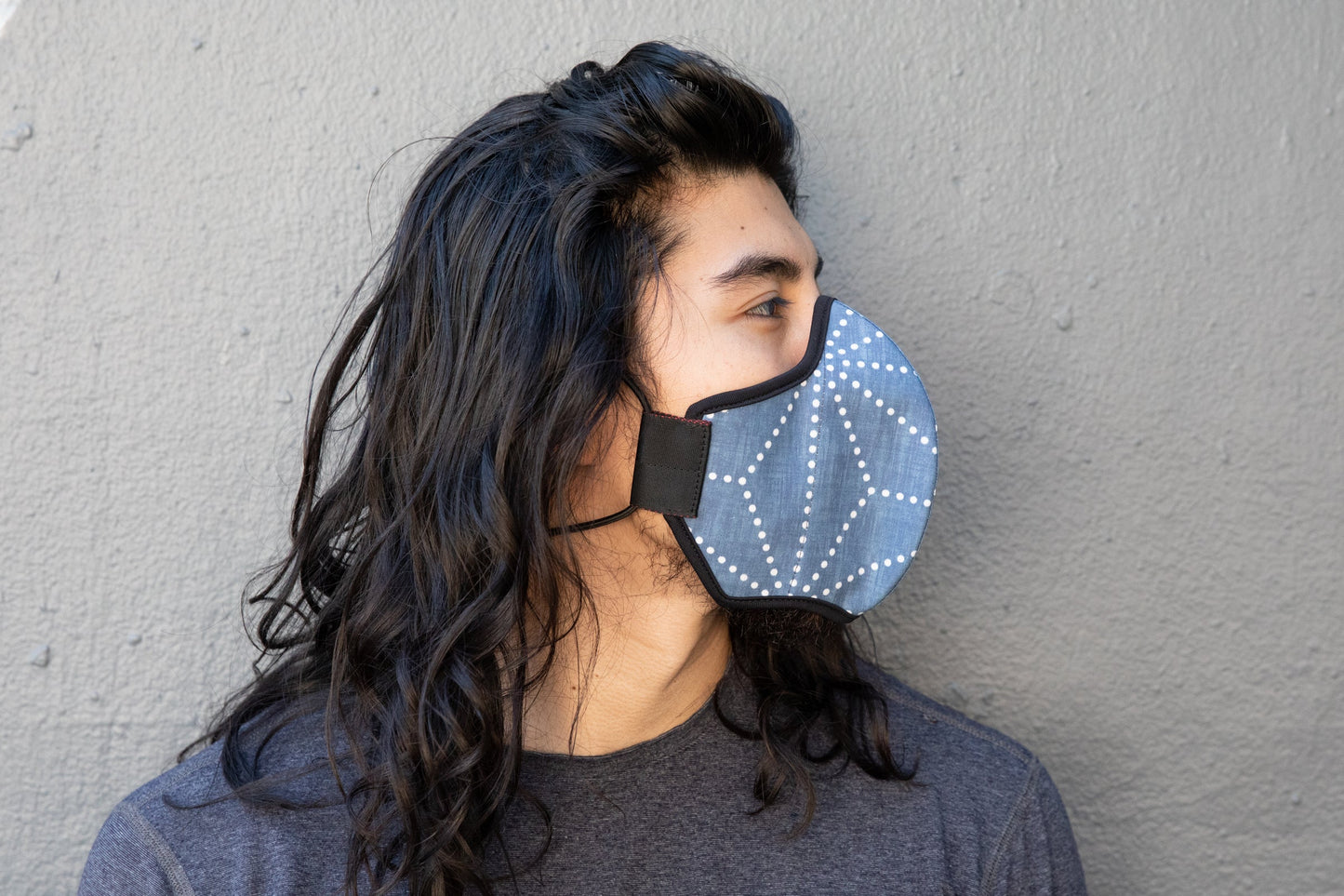 LONG Japanese Block Print cotton MASK