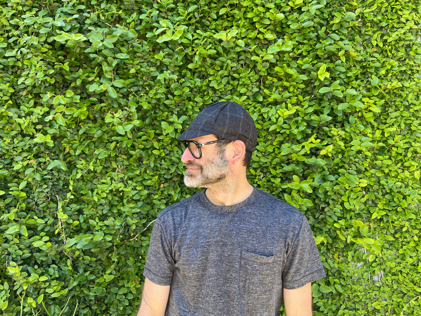 CHARCOAL with CAMEL GRID flannel wool CAP