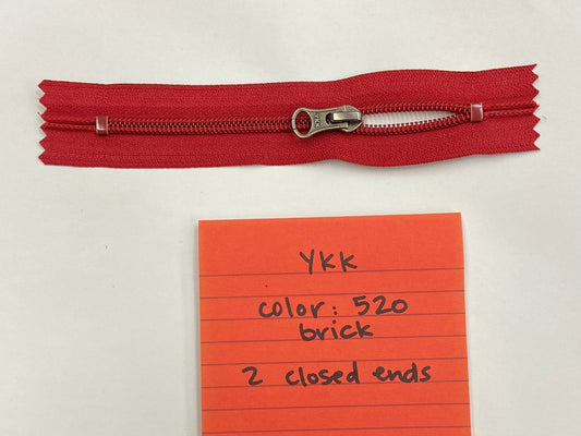 2 closed ends coil ZIPPERS