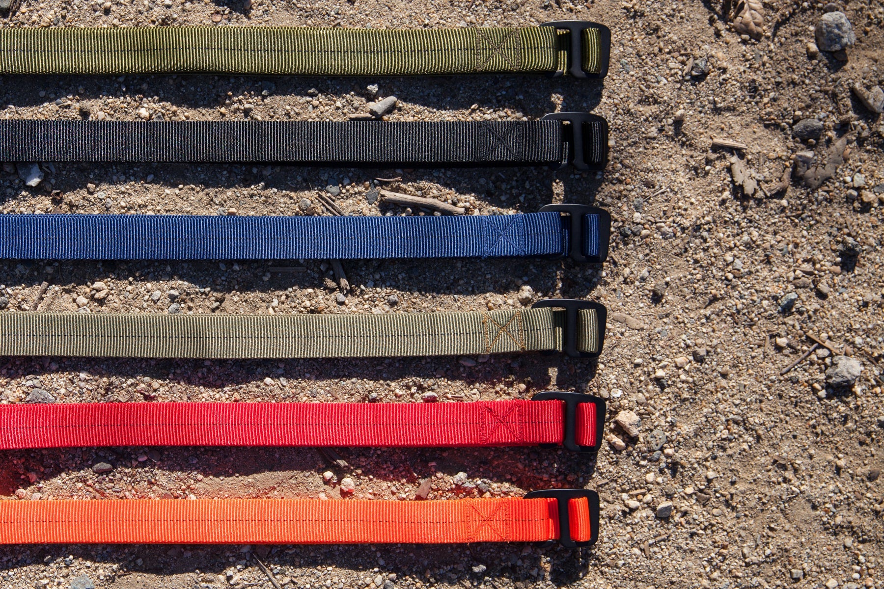 flat shot of our 1" belts that available with black belt buckles. 