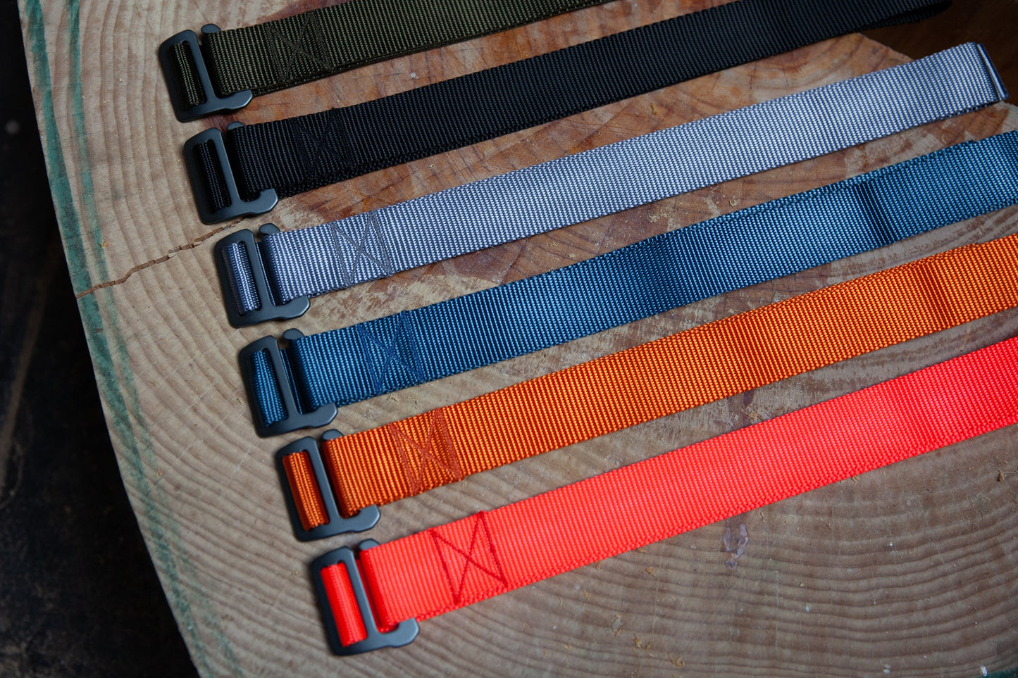 flat shot of multiple industry belts