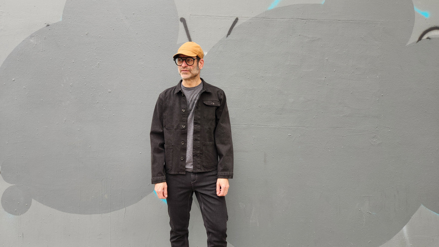 BLACK OVERDYE CORDURA® DENIM work jacket with 4-way stretch