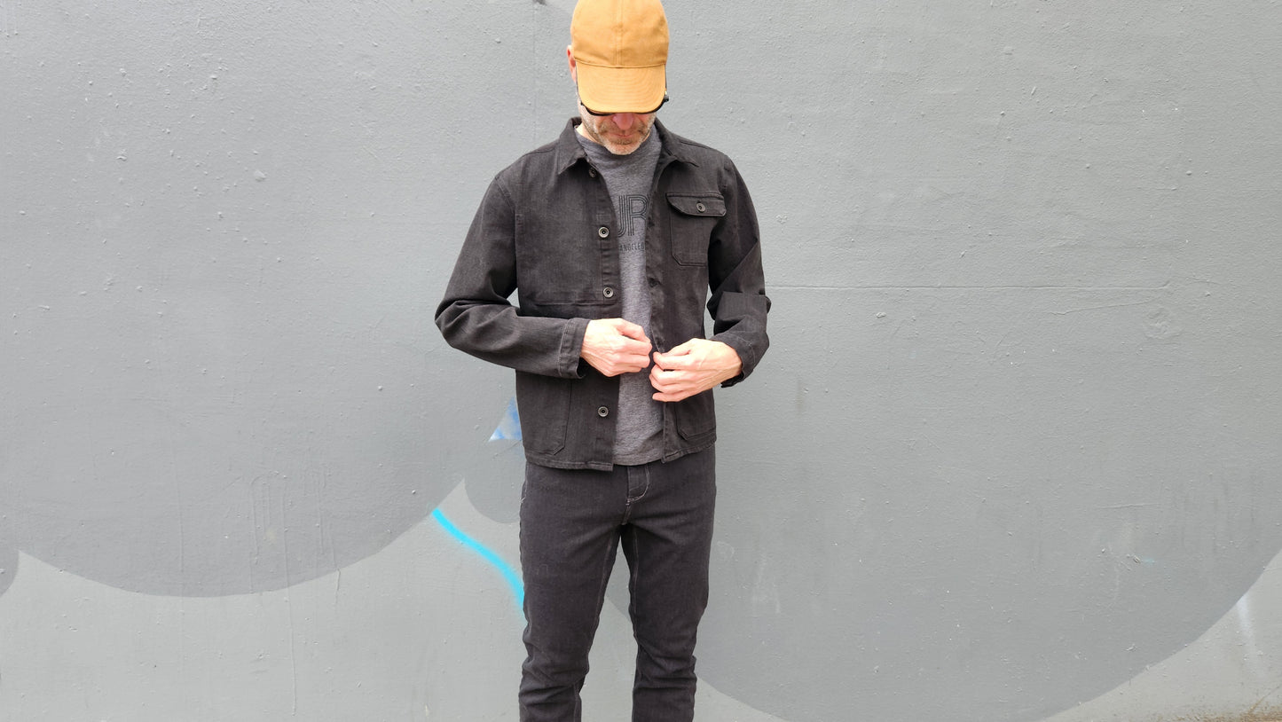 BLACK OVERDYE CORDURA® DENIM work jacket with 4-way stretch