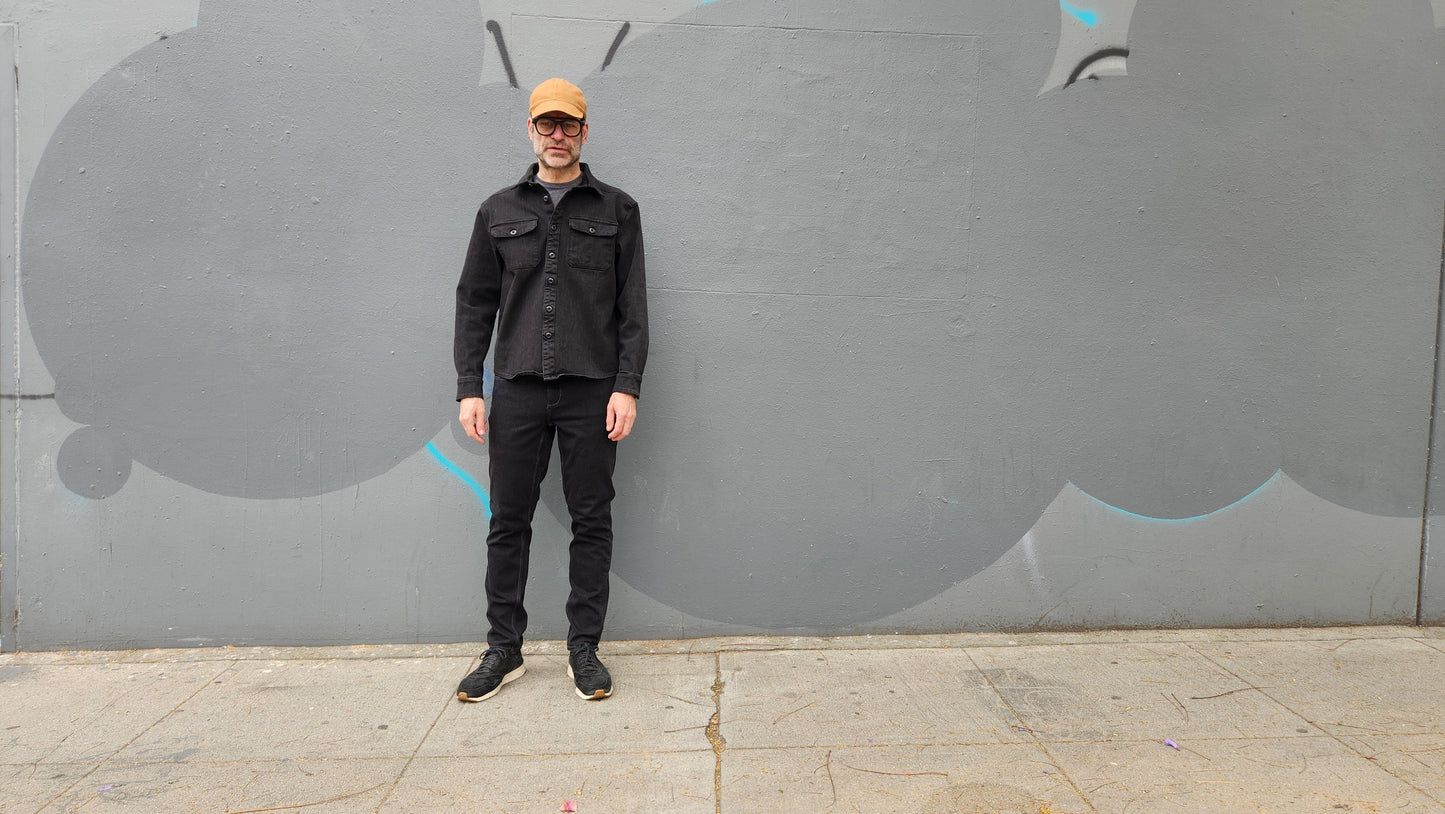 BLACK OVERDYE heavyweight CORDURA® DENIM shirt jacket with 4-way stretch