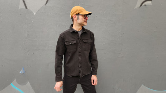 BLACK OVERDYE heavyweight CORDURA® DENIM shirt jacket with 4-way stretch
