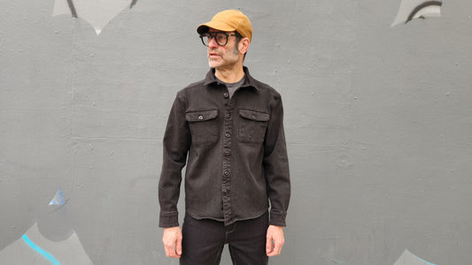 BLACK OVERDYE heavyweight CORDURA® DENIM shirt jacket with 4-way stretch
