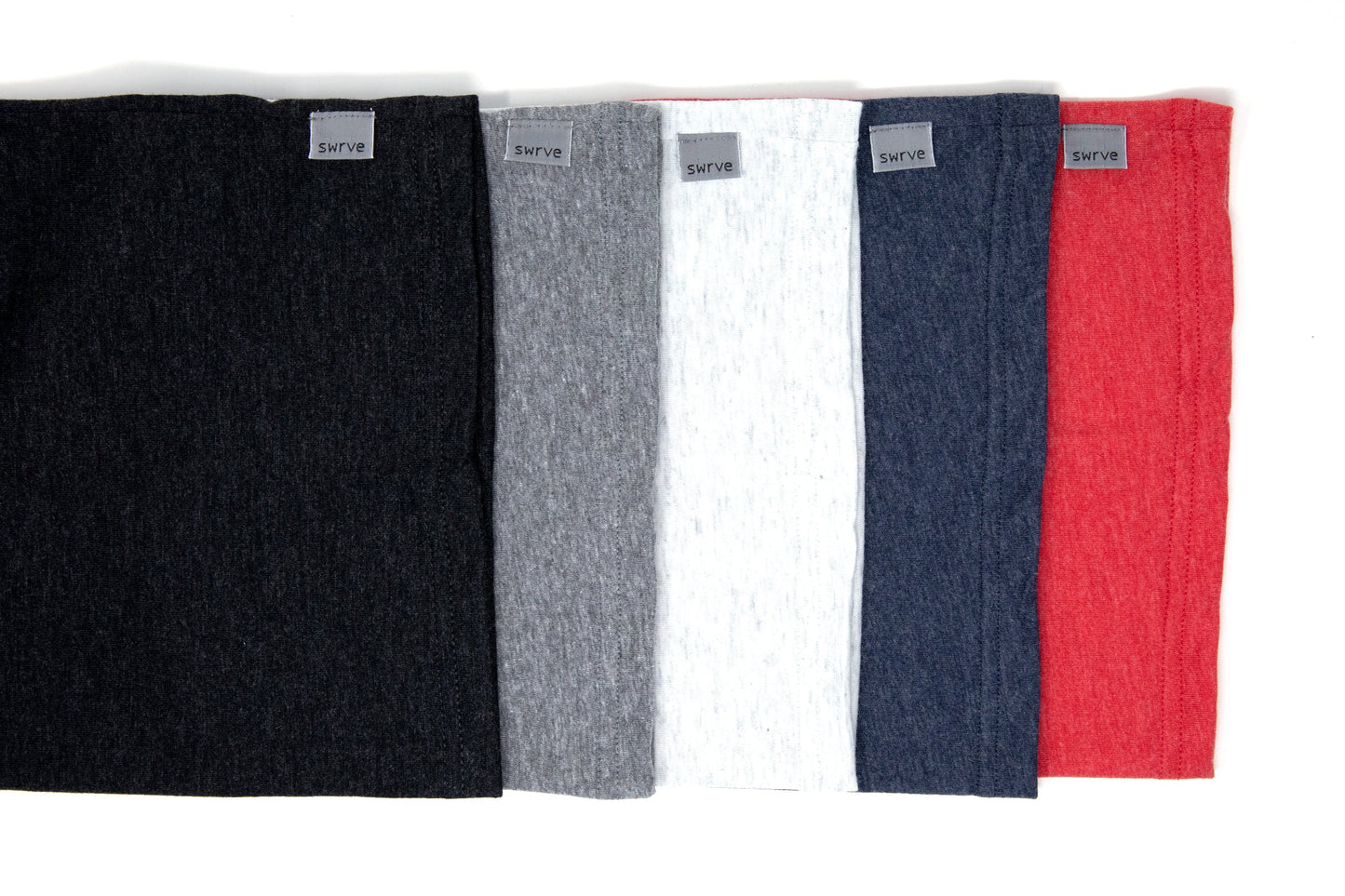 flat shot of 5 neck gaiters